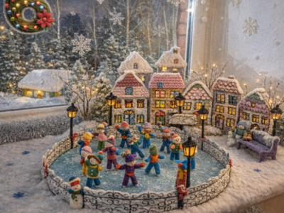 Воспитатели, ребята и родители старшей А группы создали волшебную зимнюю композицию по мотивам любимого мультфильма «Снеговик-почтовик»