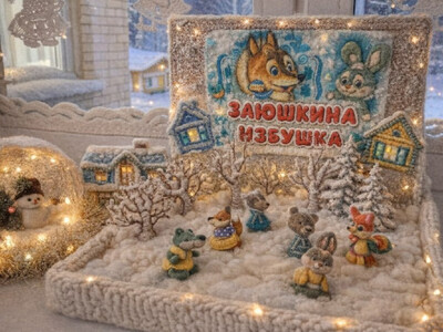 Воспитатели группа раннего возраста создали волшебную новогоднюю композицию по мотивам русской народной сказки «Заюшкина избушка»!