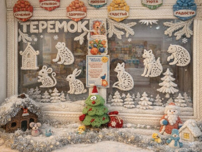 Воспитатели группы раннего возраста создали волшебную новогоднюю композицию по мотивам русской народной сказки «Теремок»!